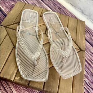 Lauren Lorraine Tampa Clear Rhinestone Flip Flop Sandals, SIZE 6 / NIB